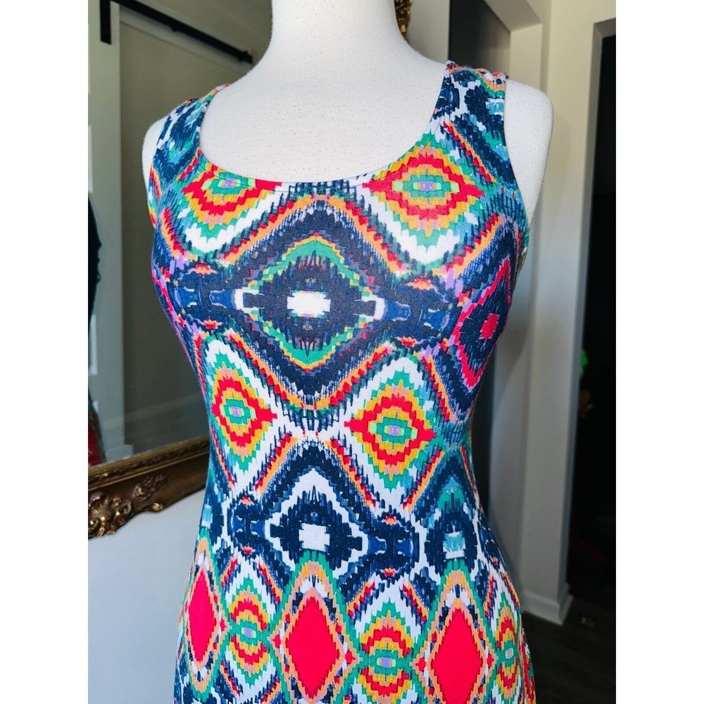 FP3 Ella Moss Anthropologie Maxi Dress Aztec Print Crochet Back Size XS Women's - Picture 3 of 9